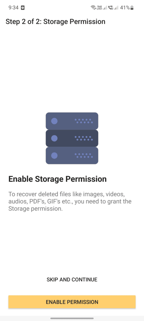 Unseen Messenger - Storage Permission Screen
