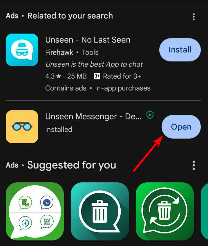 Open unseen messenger app