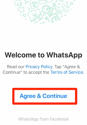 Agree and continue WhatsApp installation