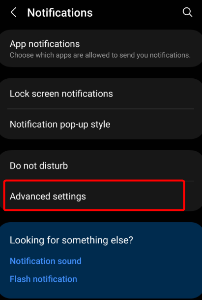Advanced notifications in Settings